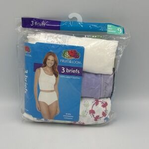 Fruit‎ of the Loom Just For Her Briefs Womens Size 9 Cotton 3 Pack NOS 2011